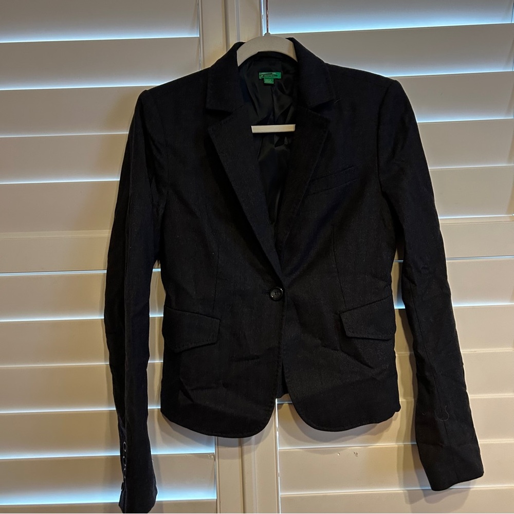 United Colors of Benetton Button Front Blazer Black Grey Size 4